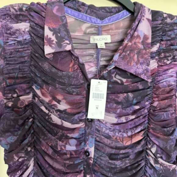 BNWT! Pilcro Collared Mesh Buttondown Shirt - Picture 5 of 8